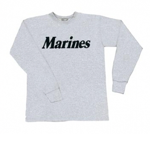 Grey MARINES PT Tee Shirt / 미해병대 PT 긴팔 티셔츠 (S, M, L 사이즈)