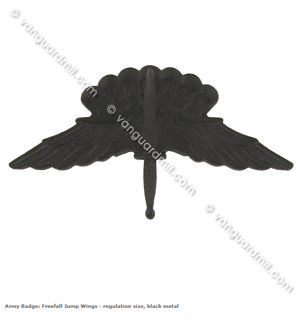 [Vanguard] Army Badge: Freefall Jump Wings - regulation size, black metal