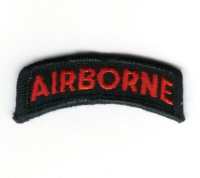 [Best Emblem & Insignia] Army Tab: Airborne - red letters on black / 미육군 에어본 탭