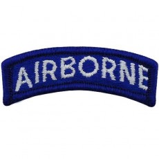 [Vanguard] ARMY EMBROIDERED TAB: AIRBORNE - WHITE LETTERS ON BLUE / 미육군 에어본 탭