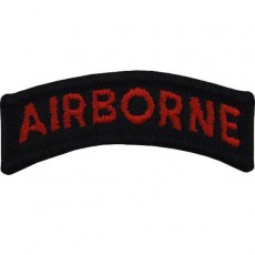 [Vanguard] Army Tab: Airborne - red letters on black / 미육군 에어본 탭