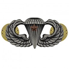 [Vanguard] Army Badge: Combat Parachute First Award - silver oxidized / 미육군 낙하산(공수) 무광 배지