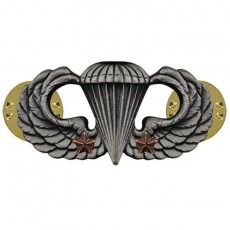 [Vanguard] Army Badge: Combat Parachute Second Award - silver oxidized / 미육군 낙하산(공수) 무광 배지