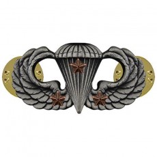 [Vanguard] Army Badge: Combat Parachute Third Award - silver oxidized / 미육군 낙하산(공수) 무광 배지