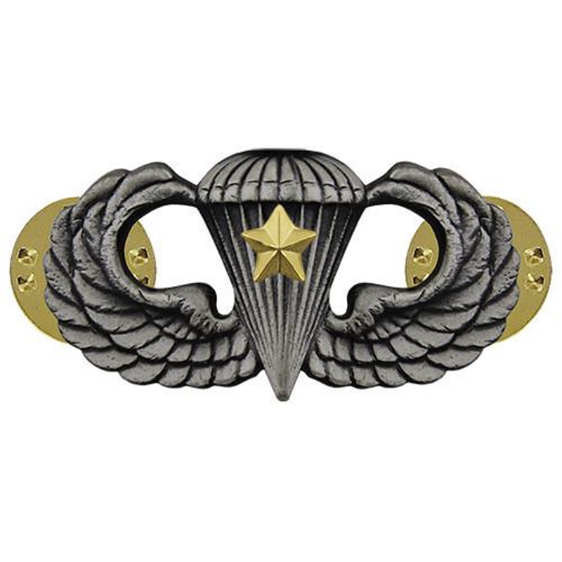 [Vanguard] Army Badge: Combat Parachute Fifth Award - silver oxidized / 미육군 낙하산(공수) 무광 배지