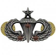 [Vanguard] Army Badge: Senior Combat Parachute Third Award - silver oxidized / 미육군 낙하산(공수) 무광 배지