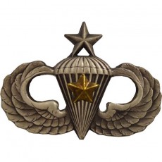 [Vanguard] Army Badge: Senior Combat Parachute Fifth Award - silver oxidized / 미육군 낙하산(공수) 무광 배지