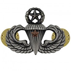 [Vanguard] Army Badge: Master Combat Parachute First Award - silver oxidized / 미육군 낙하산(공수) 무광 배지