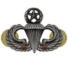 [Vanguard] Army Badge: Master Combat Parachute Second Award - silver oxidized / 미육군 낙하산(공수) 무광 배지