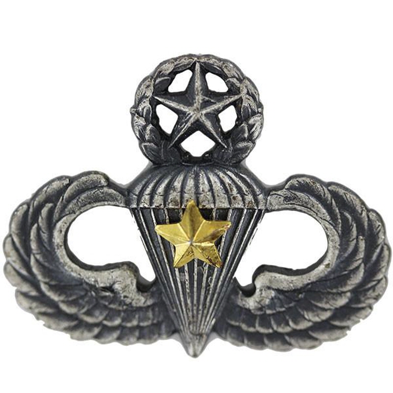 [Vanguard] Army Badge: Master Combat Parachute Fifth Award - silver oxidized / 미육군 낙하산(공수) 무광 배지