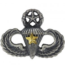 [Vanguard] Army Badge: Master Combat Parachute Fifth Award - silver oxidized / 미육군 낙하산(공수) 무광 배지