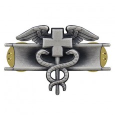 [Vanguard] Army Badge: Expert Field Medical - silver oxidized / 미육군 우수야전의무 무광 배지