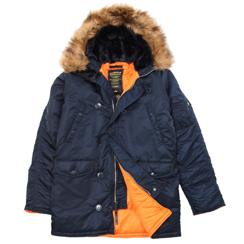 [Alpha Industries] Slim Fit N-3B Parka / [알파인더스트리] 슬림핏 N-3B 파카 (Replica Blue/Orange - XS)(국내배송)