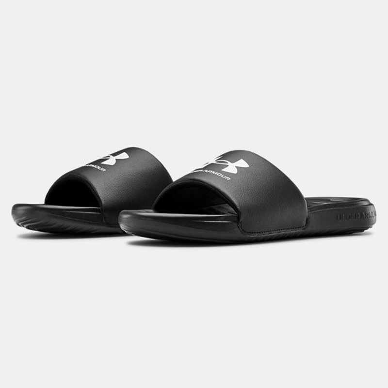 [Under Armour] UA Ansa Fixed Slides / 3023761-004 / [언더아머] 앤사 픽스드 슬라이드 | 슬리퍼 (Black/White)