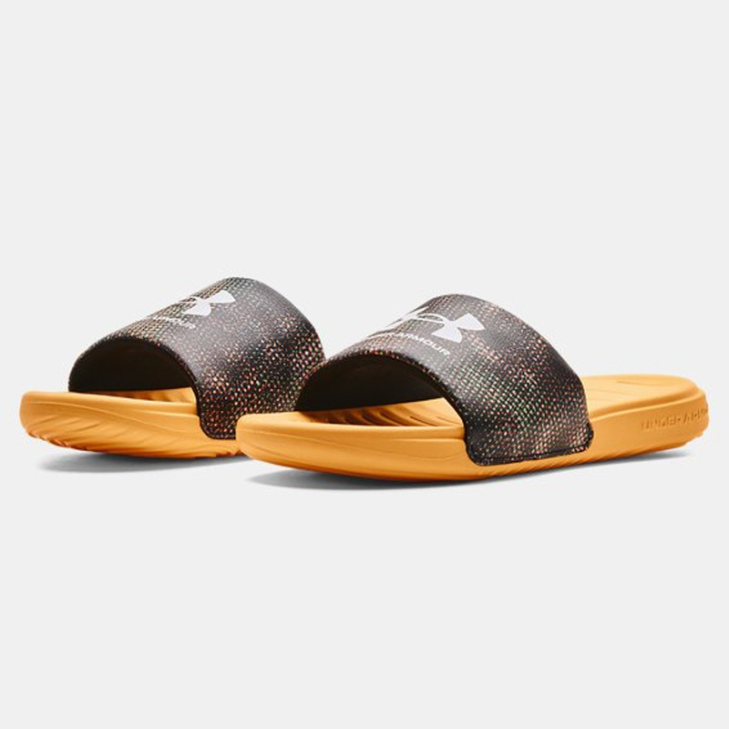 [Under Armour] UA Ansa Graphic Slides / 3024434-015 / [언더아머] 앤사 그래픽 슬라이드 | 슬리퍼 (Black/Orange Ice)