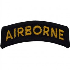 [Vanguard] ARMY EMBROIDERED TAB: AIRBORNE - GOLD LETTERS ON BLACK / 미육군 에어본 탭