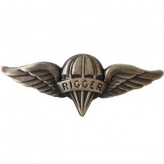 [Vanguard] Army Badge: Parachute Rigger - oxidized finish / 미육군 낙하산 정비사 무광 배지