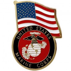 [Vanguard] Lapel Pin: United States Flag with Marine Corps Emblem
