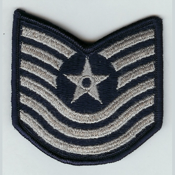 US Air Force Master Sergeant Sew On Patch (Old Style) - Small - Navy Blue / 미공군 중사 계급장 (구형)