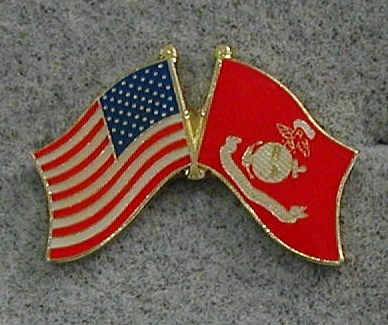 Lapel Pin: Crossed Flags - United States and Marine Corps