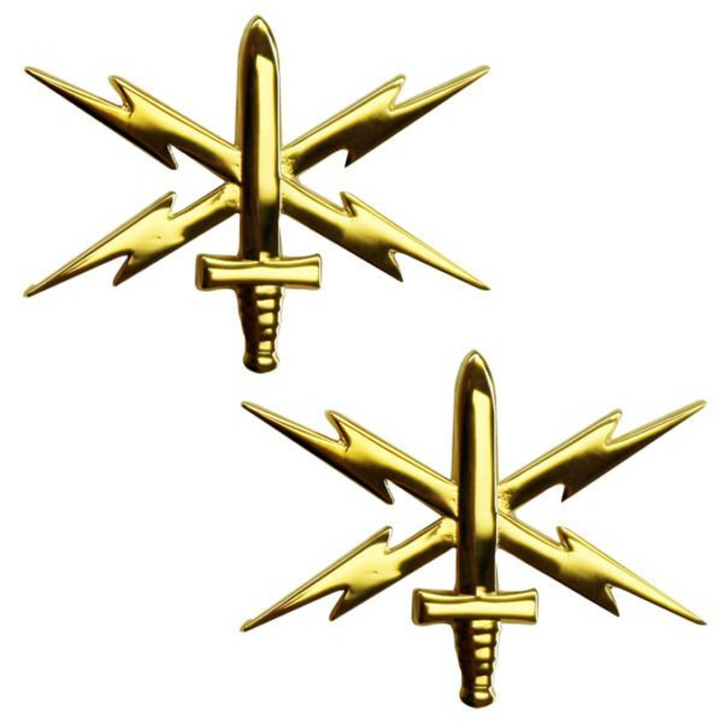 [Vanguard] Army Officer Branch of Service Collar Device: Cyber Warfare - 22k gold plated