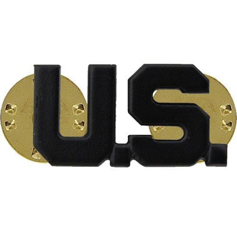 [Vanguard] Army Officer Collar Device: U.S. Letters - black metal