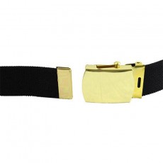 [Vanguard] Army Belt: Black Cotton with 22k Gold Flash Buckle and Tip