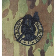 [Vanguard] Army Embroidered Badge on OCP Sew On: Recruiter Silver