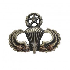 [Vanguard] Army Badge: Master Combat Parachute Fourth Award - silver oxidized