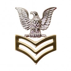 [Vanguard] Navy Cap Device: E6 Good Conduct - silver eagle with gold chevrons
