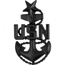 [Vanguard] Navy Cap Device: E8 Chief Petty Officer: Senior - black metal