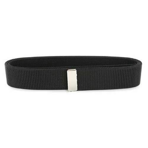 [Vanguard] Navy Belt: Black Nylon with Silver Mirror Tip - male