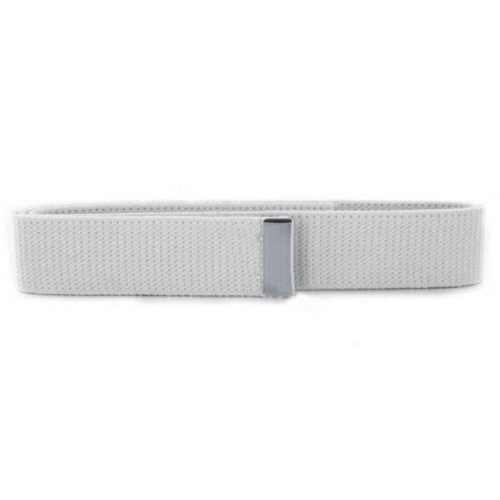 [Vanguard] Navy Belt: White Nylon with Silver Mirror Tip - male