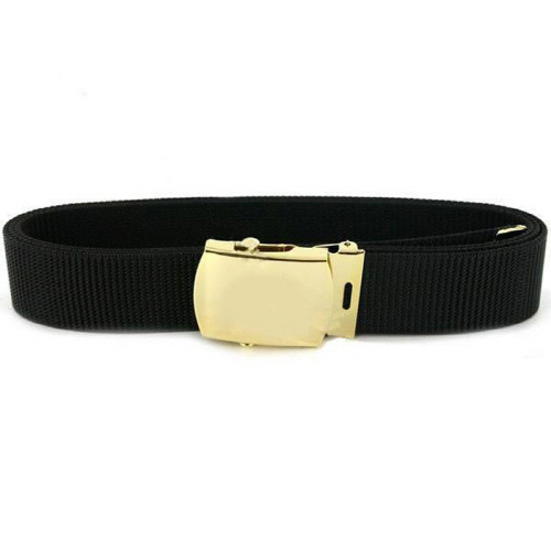 [Vanguard] Navy Belt and Buckle: Black Nylon with 24k Gold Buckle and Tip - male