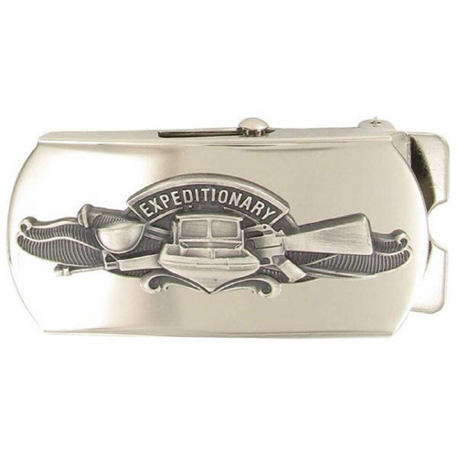 [Vanguard] Navy Belt Buckle: Expeditionary Warfare Specialist - oxidized emblem