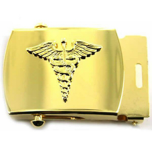 [Vanguard] Navy Belt Buckle: Gold Caduceus - male