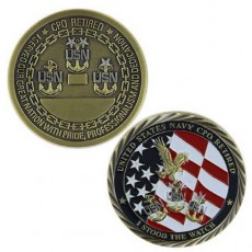[Vanguard] Navy Coin: 1-3/4 Inch Antique Navy Retired Chief
