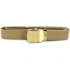[Vanguard] Navy Belt and Buckle: Khaki Cotton with 24k Gold Buckle and Tip - male