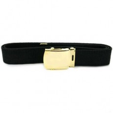 [Vanguard] Belt and Buckle: Black Cotton with 24k Gold Buckle and Tip - male