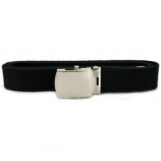 [Vanguard] Belt and Buckle: Black Cotton Nickel Silver Buckle and Tip - male