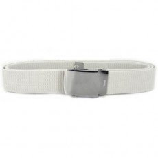 [Vanguard] Navy Belt and Buckle: White Cotton Silver Mirror Buckle and Tip - male