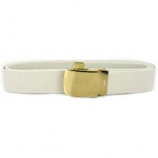 [Vanguard] Navy Belt and Buckle: White Cotton with 24k Gold Buckle and Tip - male