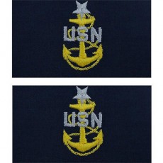 [Vanguard] Navy Embroidered Collar Device: E8 CPO: Senior - embroidered on coverall