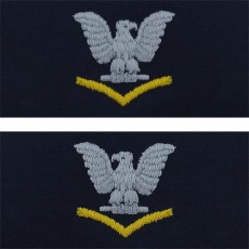[Vanguard] Navy Embroidered Collar Device: E4 Third Class - silver gold on coverall