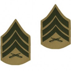 [Vanguard] Marine Corps Chevron: Sergeant - green embroidered on khaki, male