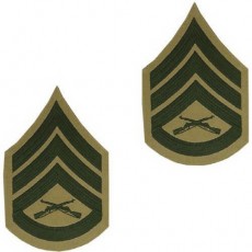 [Vanguard] Marine Corps Chevron: Staff Sergeant - green embroidered on khaki, male