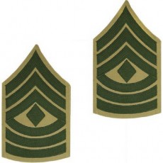 [Vanguard] Marine Corps Chevron: First Sergeant - green embroidered on khaki, male