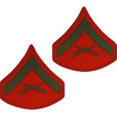 [Vanguard] Marine Corps Chevron: Lance Corporal - green embroidered on red, male