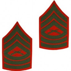 [Vanguard] Marine Corps Chevron: Master Sergeant - green embroidered on red, male