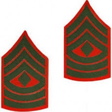 [Vanguard] Marine Corps Chevron: First Sergeant - green embroidered on red, male